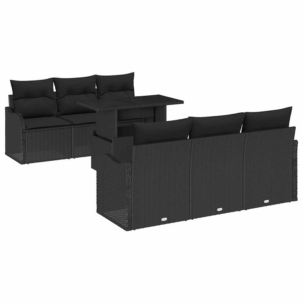 Sjedeća garnitura za vrt 7 kom. Crna poliratan 100 x 55 x 73 cm