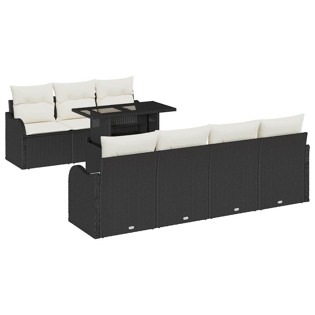 Sjedeća garnitura za vrt 8 kom. Crna poliratan 100 x 55 x 73 cm