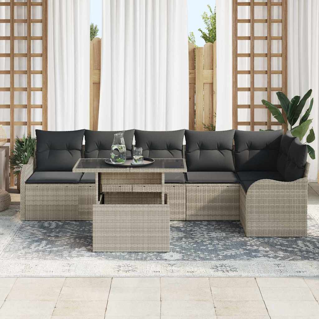 Set sofe s jastukom 7 pcs Svjetlosiva Poli ratan