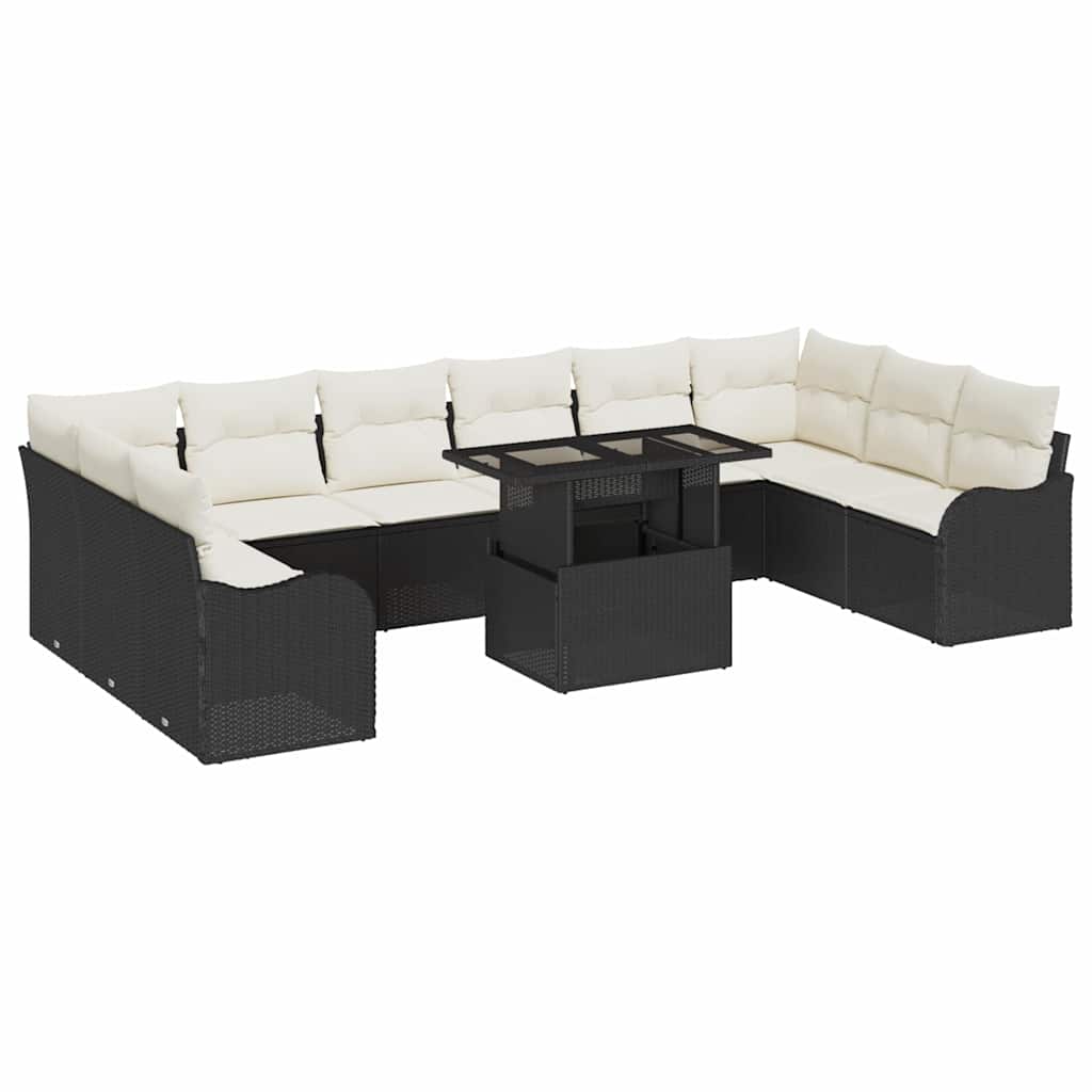 Sjedeća garnitura za vrt 11 kom. Crna Poli ratan 344 x 177,5 x 85 cm