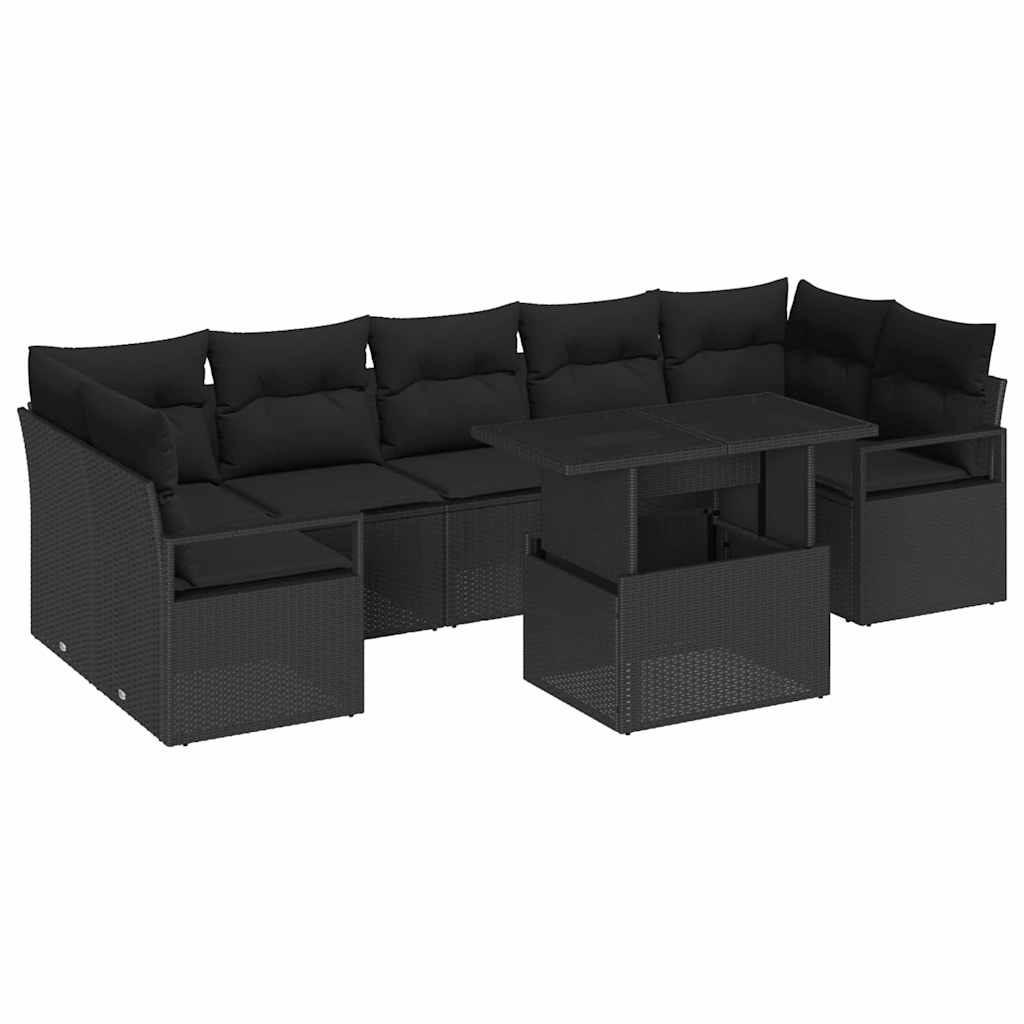 Sjedeća garnitura za vrt 8 kom. 7-Broj sjedala Crna poliratan 100 x 55 x 73 cm