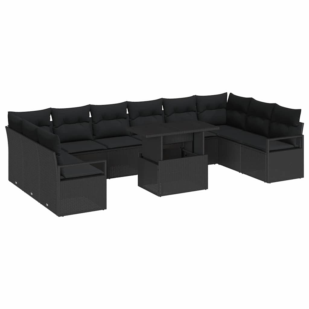 Sjedeća garnitura za vrt 11 kom. 10-Broj sjedala Crna poliratan 100 x 55 x 73 cm