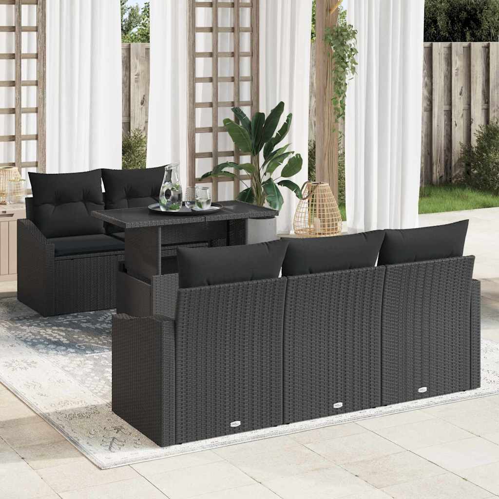 Sjedeća garnitura za vrt 6 kom. Crna poliratan 100 x 55 x 73 cm