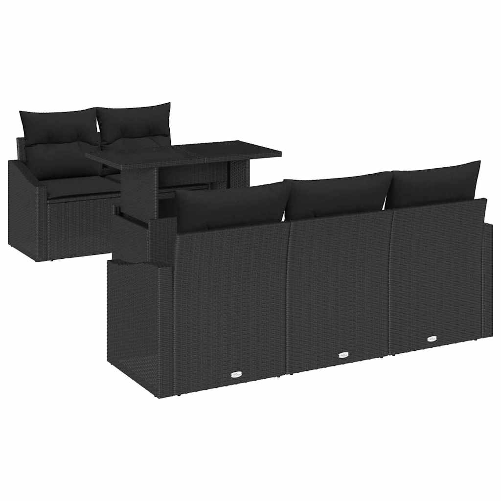 Sjedeća garnitura za vrt 6 kom. Crna poliratan 100 x 55 x 73 cm