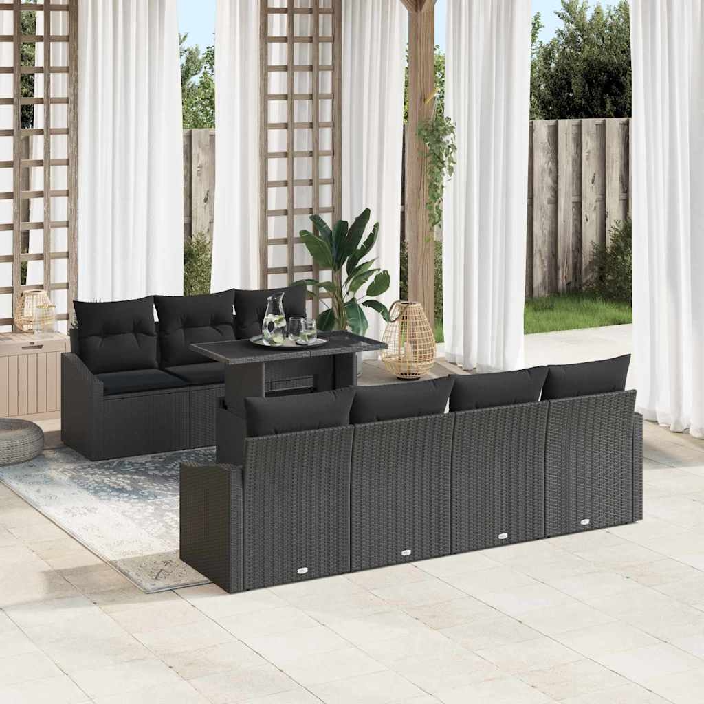 Sjedeća garnitura za vrt 8 kom. Crna poliratan 100 x 55 x 73 cm