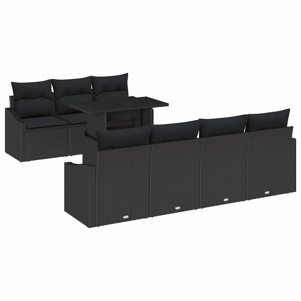 Sjedeća garnitura za vrt 8 kom. Crna poliratan 100 x 55 x 73 cm