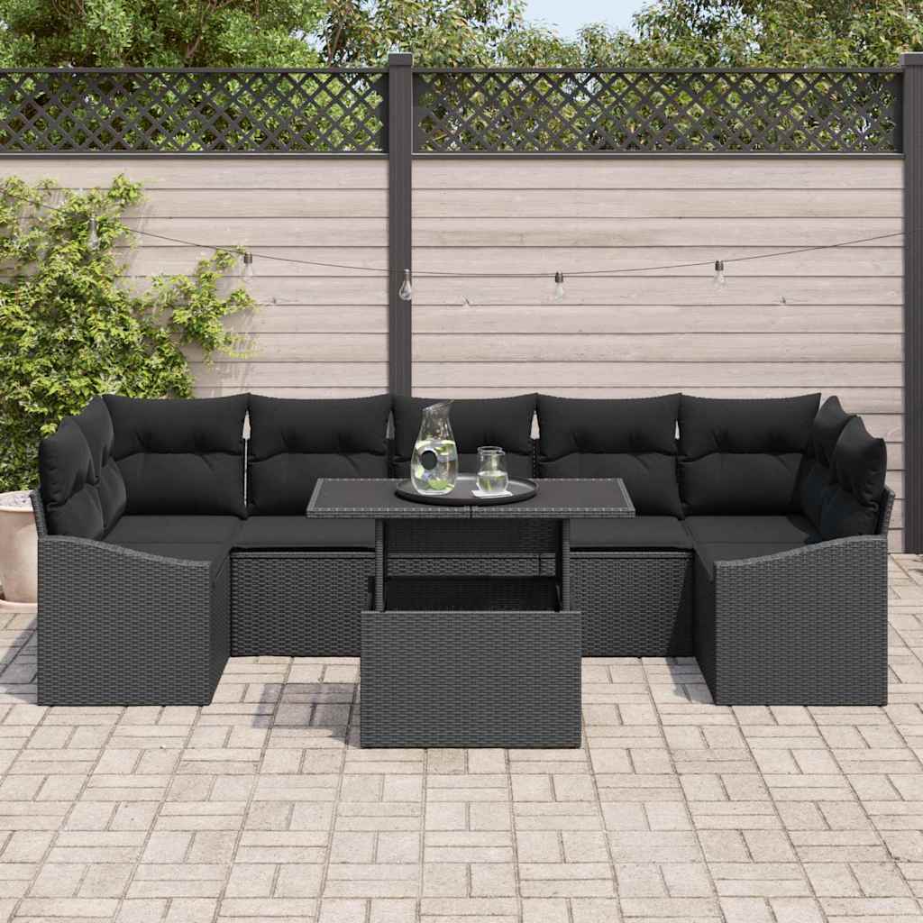 Sjedeća garnitura za vrt 8 kom. Crna poliratan 100 x 55 x 73 cm