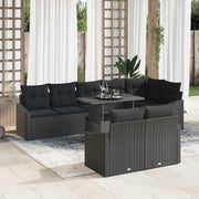 Sjedeća garnitura za vrt 9 kom. Crna poliratan 288.5 x 123.5 x 85 cm