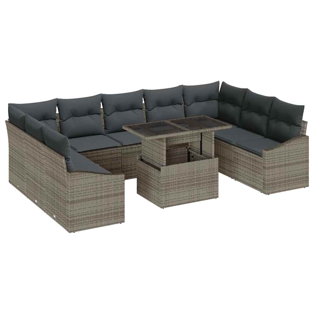 Set sofe 10 kom. Siva poliratan 100 x 55 x 73 cm