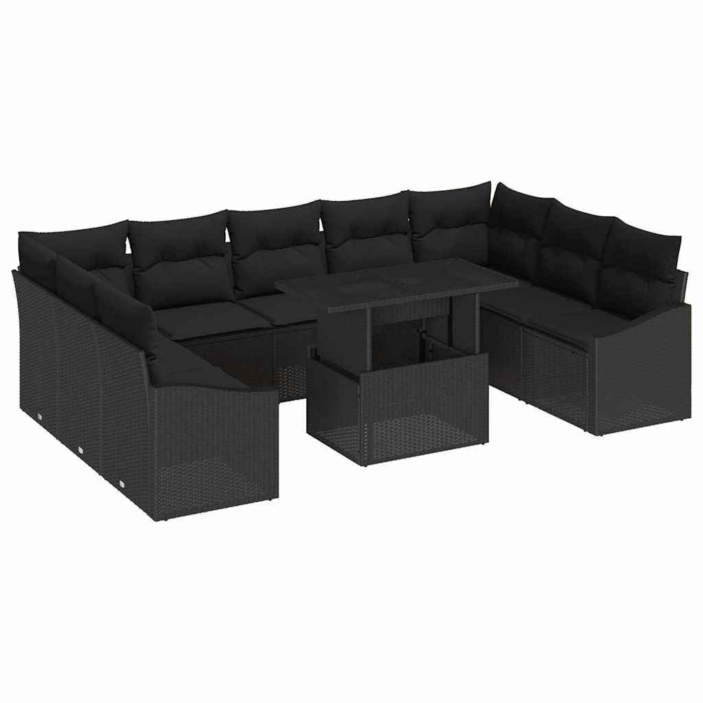 Set sofe 10 kom. Crna poliratan 100 x 55 x 73 cm