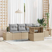 Set sofe 5 kom. Bež i svijetlo siva poliratan 100 x 55 x 73 cm