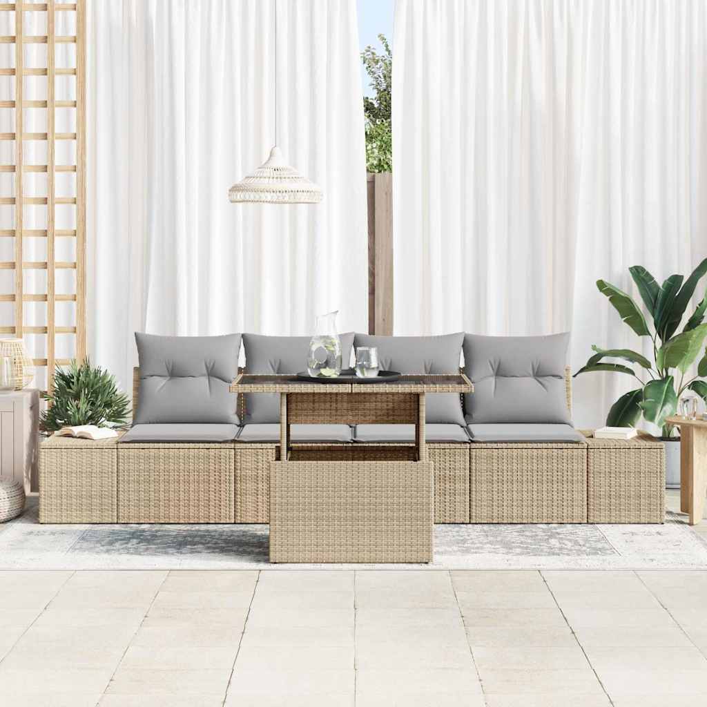 Set sofe 5 kom. Bež i svijetlo siva poliratan 100 x 55 x 73 cm