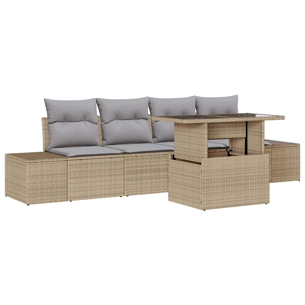 Set sofe 5 kom. Bež i svijetlo siva poliratan 100 x 55 x 73 cm