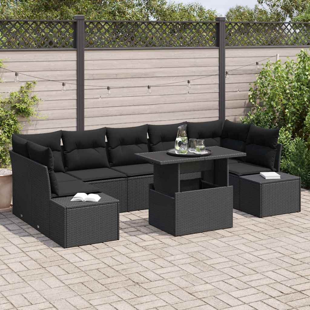 Set sofe 8 kom. Crna poliratan 100 x 55 x 73 cm