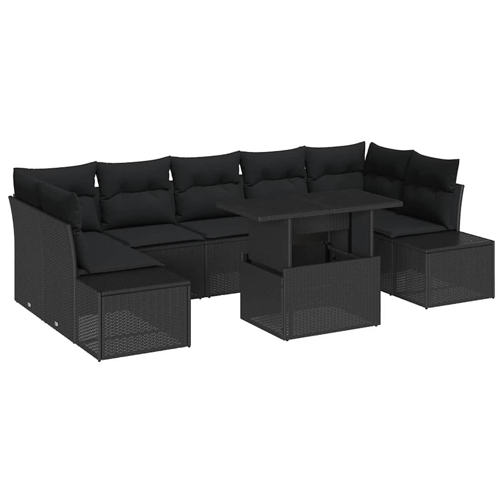 Set sofe 8 kom. Crna poliratan 100 x 55 x 73 cm