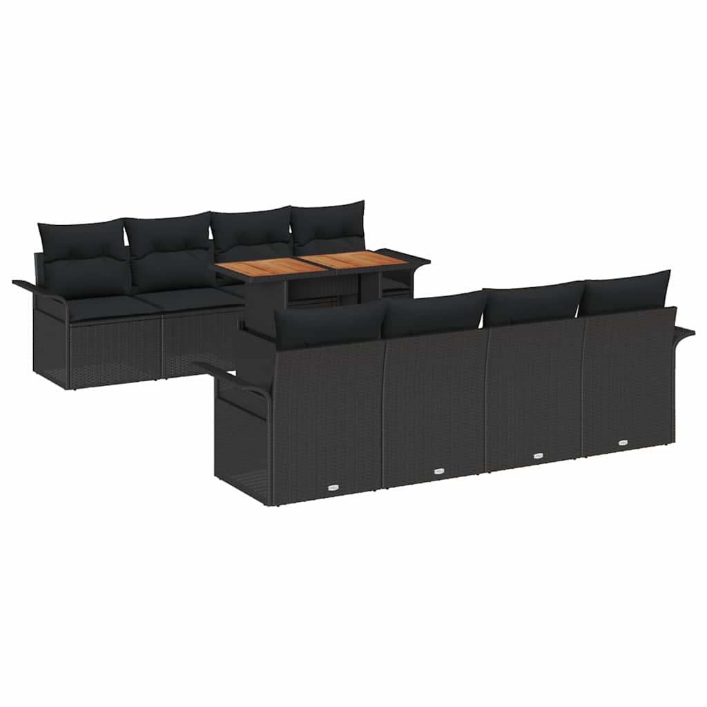Sjedeća garnitura za vrt 7 kom. Crna poliratan 100 x 55 x 73 cm