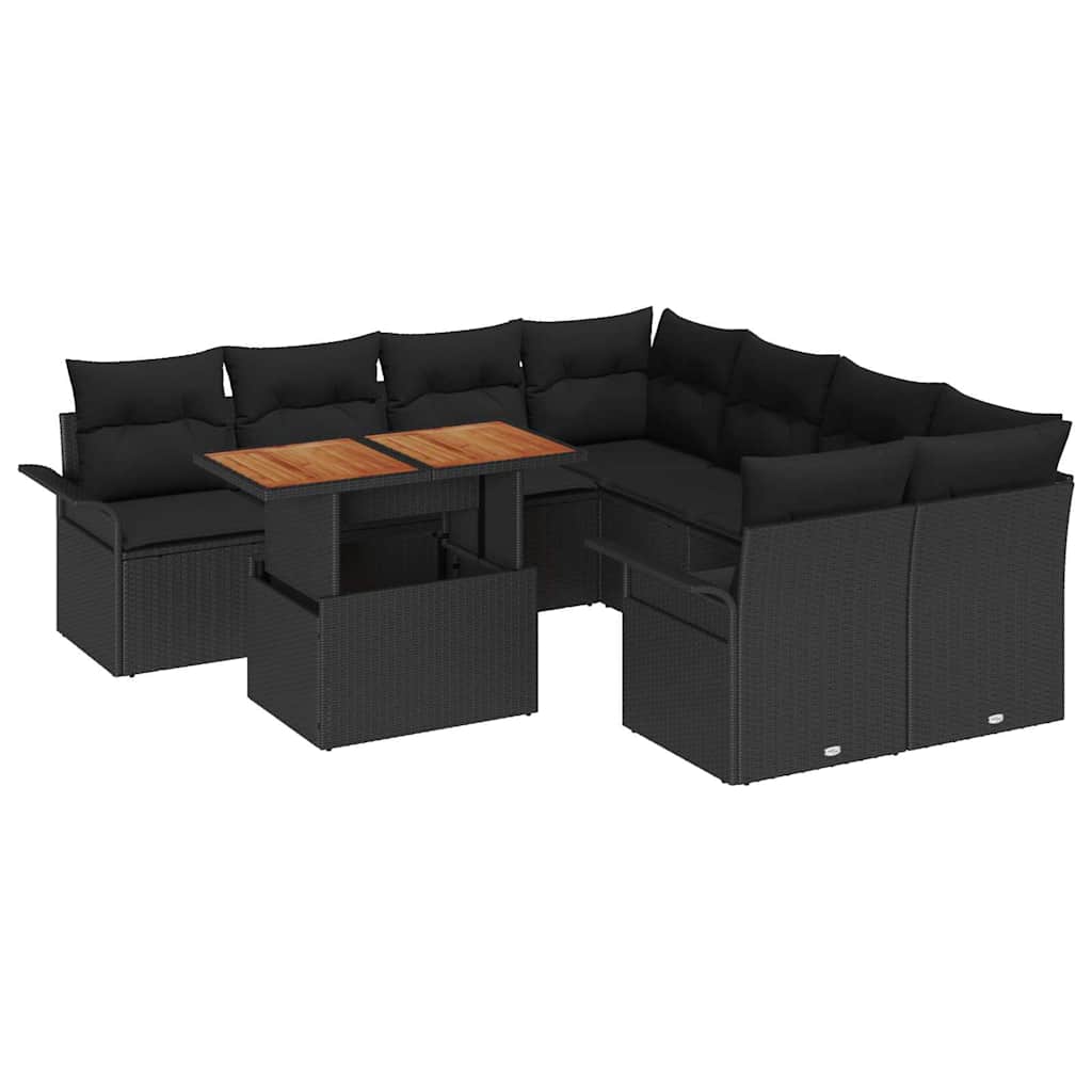 Sjedeća garnitura za vrt s jastukom Crna