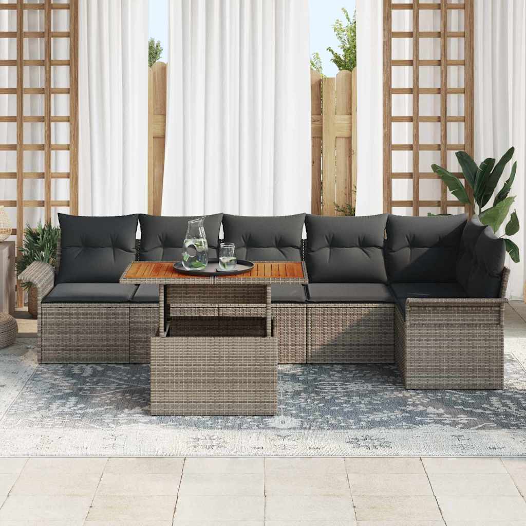 Sjedeća garnitura za vrt 7 kom. Siva poliratan 100 x 55 x 73 cm