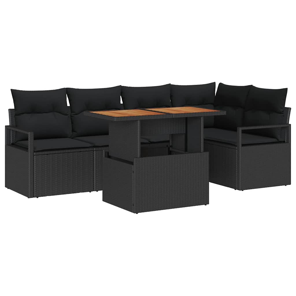 Vrtni set za objed s jastukom 6 pcs Crna i smeđa