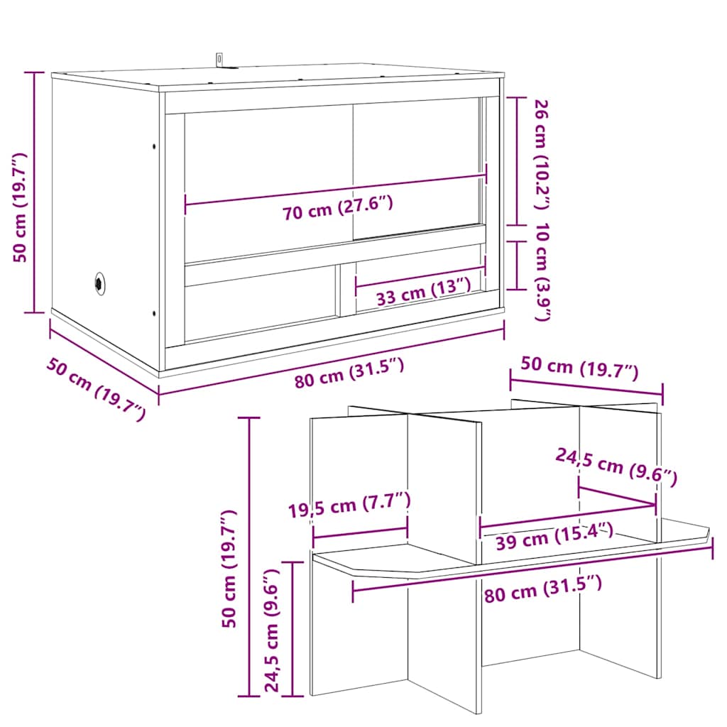 Terarij Smeđa 80 x 50 x 100 cm OSB