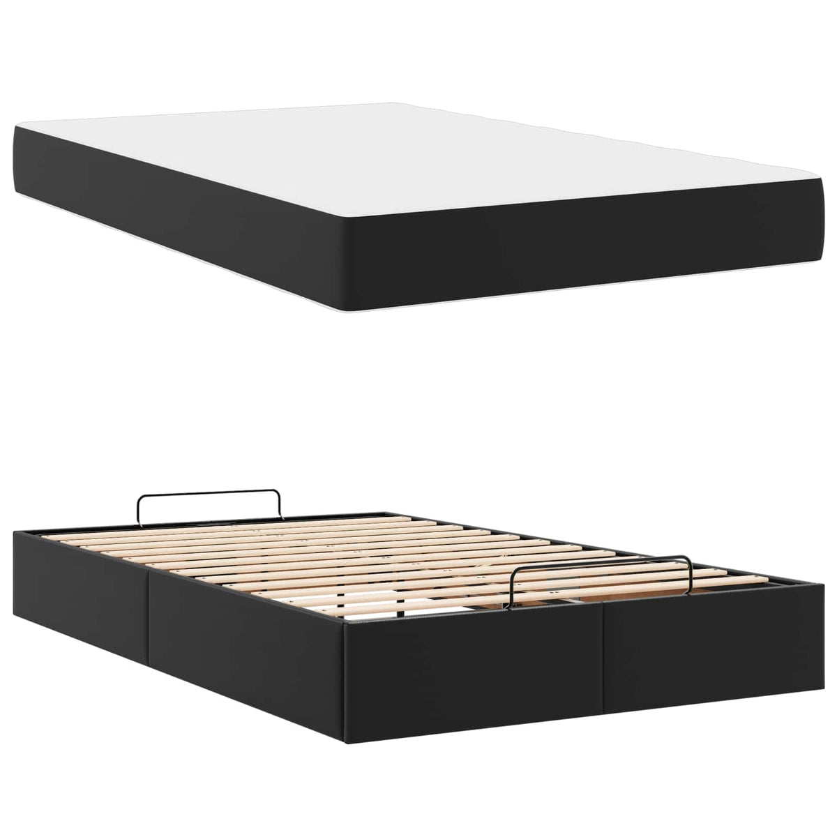 Okvir kreveta s madracem Ostalo 2 kom. Crna PVC 120 x 200 cm