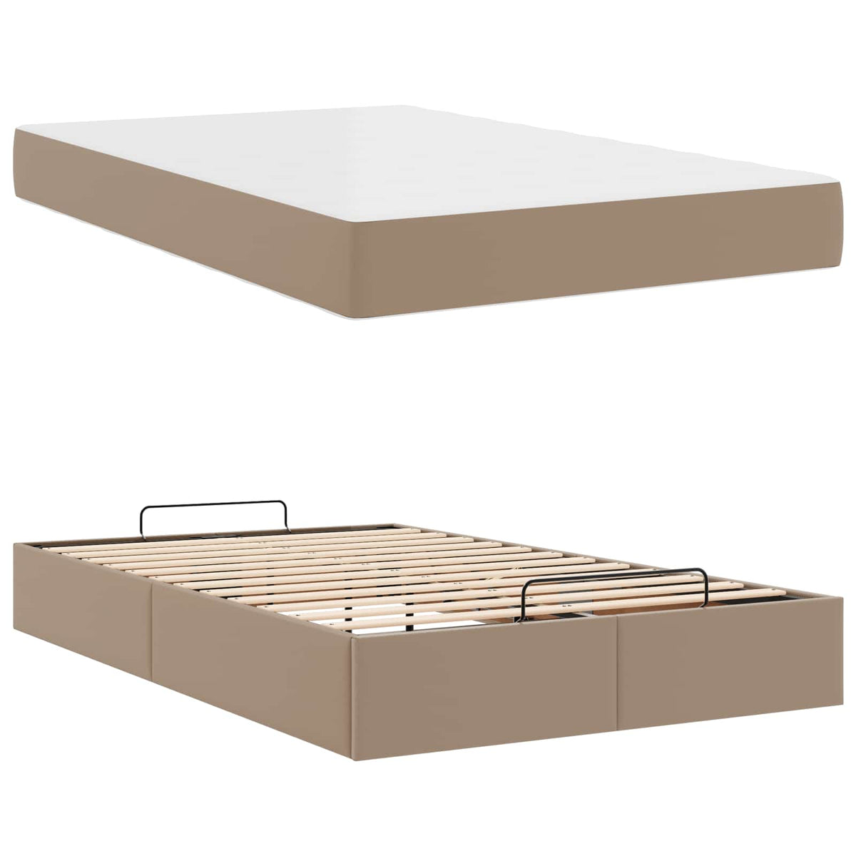 Okvir kreveta s madracem Ostalo 2 kom. Smeđa PVC Žućkastosmeđa 120 x 200 cm