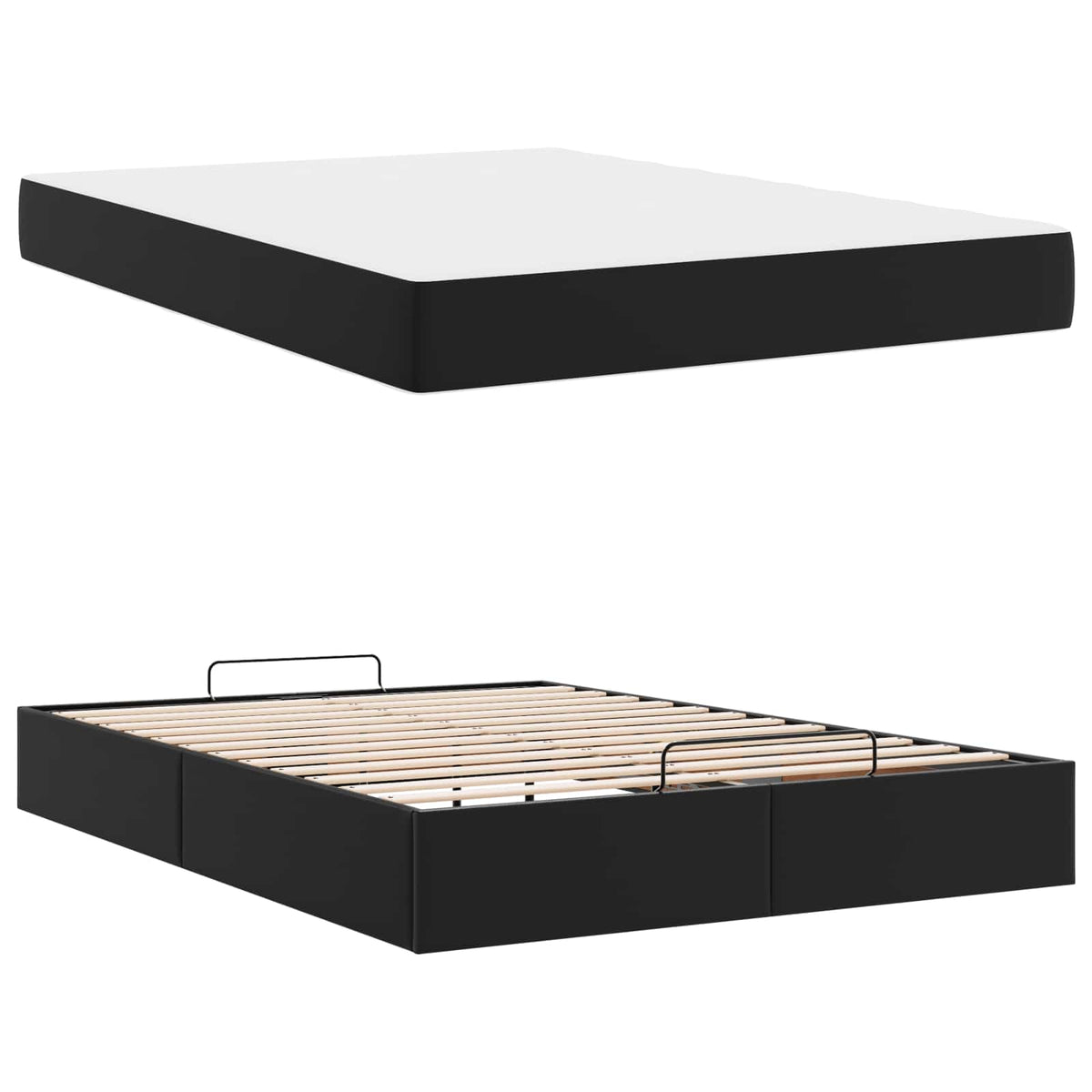 Okvir kreveta s madracem Ostalo 2 kom. Crna PVC 140 x 190 cm