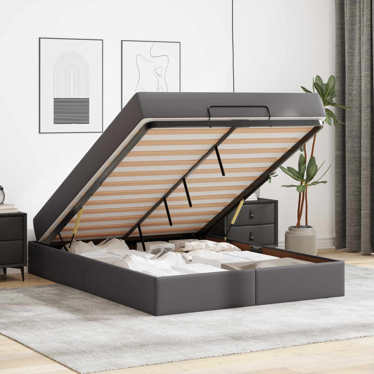 Okvir kreveta s madracem Ostalo 2 kom. Siva PVC 140 x 190 cm
