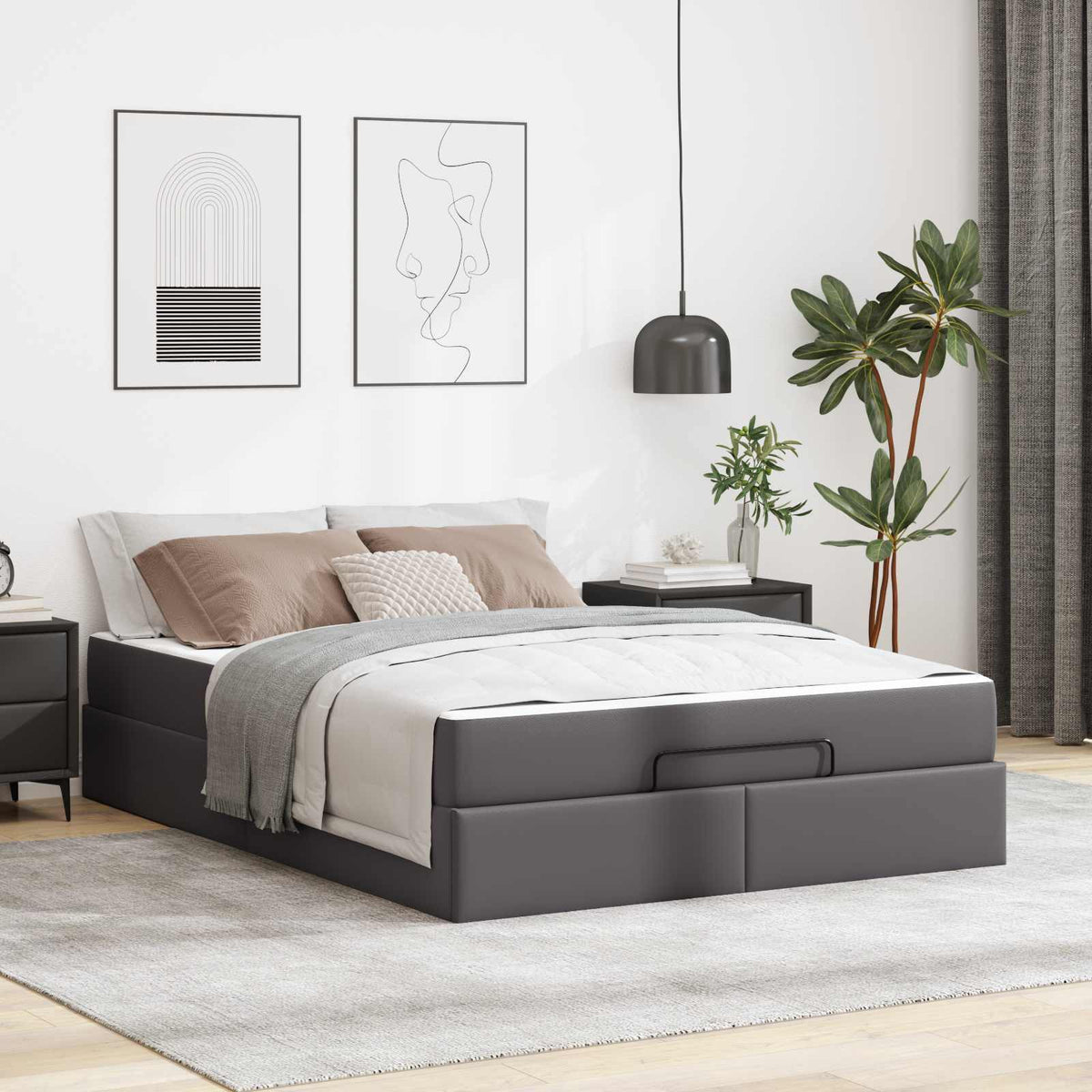 Okvir kreveta s madracem Ostalo 2 kom. Siva PVC 140 x 200 cm