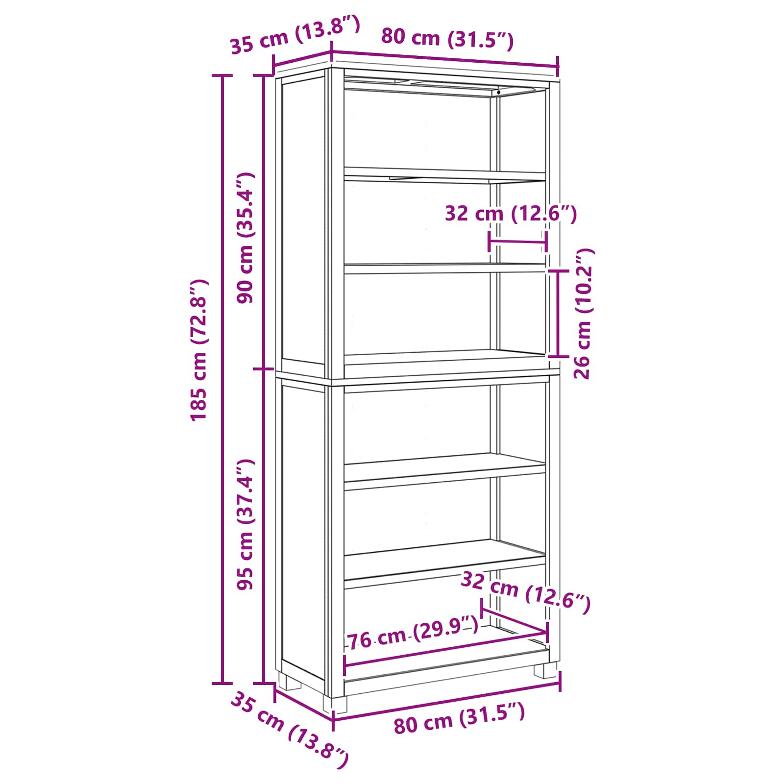 Set namještaja za pohranu 2 kom. Prirodna 80 x 35 x 185 cm