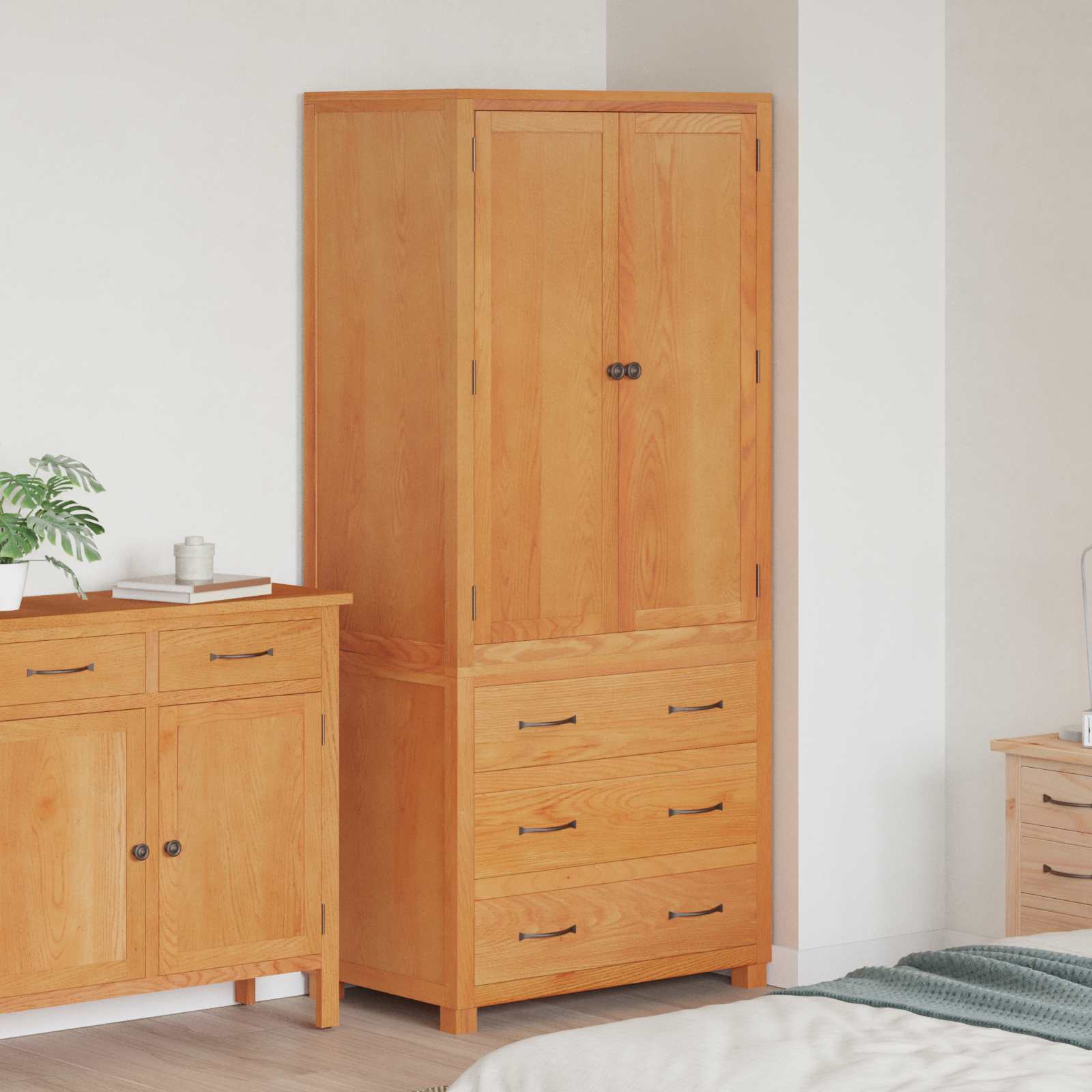 Set namještaja za pohranu 2 kom. Smeđa Čvrsto Hrastovo Drvo