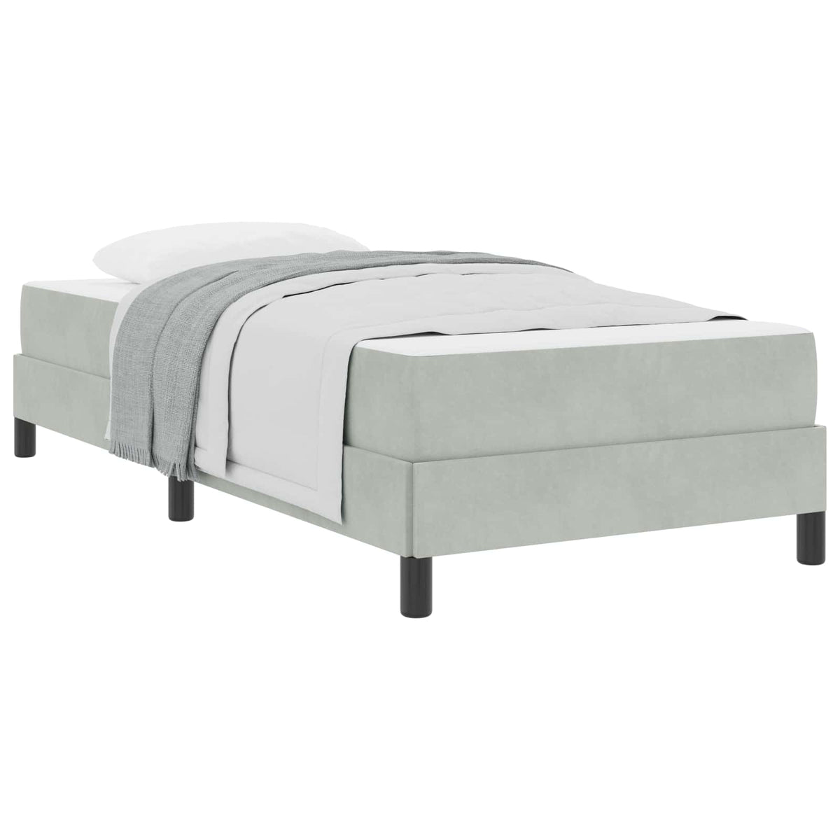 Krevet s opruga kutije Svijetlo siva 90 x 200 cm tkanina