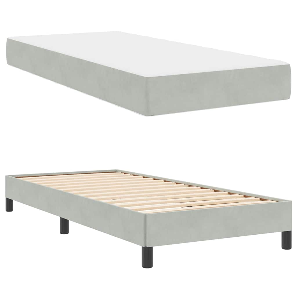 Krevet s opruga kutije Svijetlo siva 90 x 200 cm tkanina