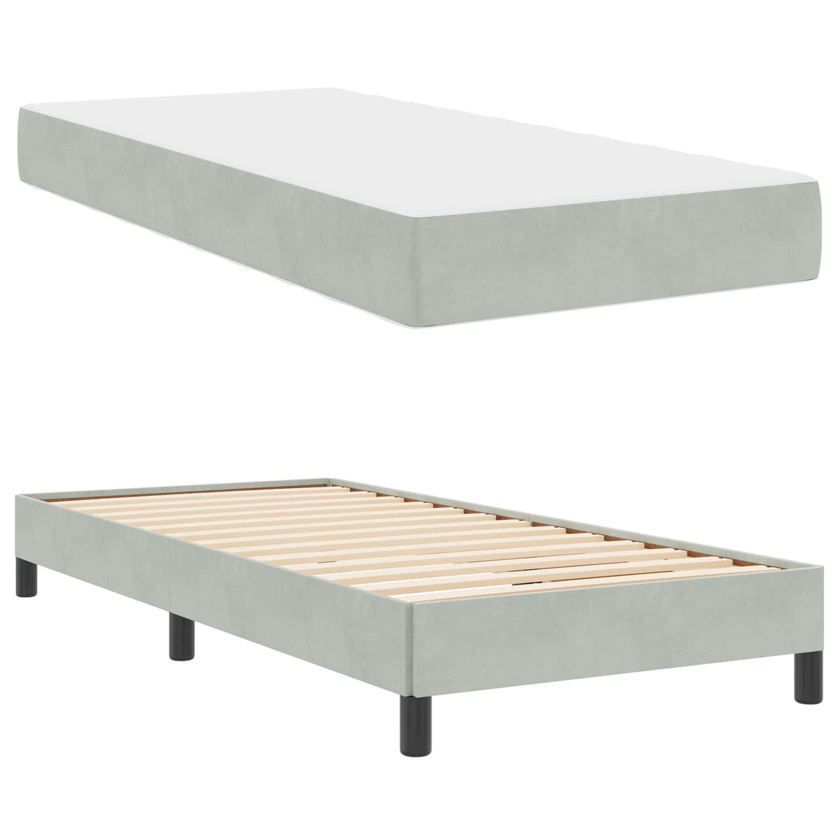Krevet s opruga kutije Svijetlo siva 90 x 200 cm tkanina