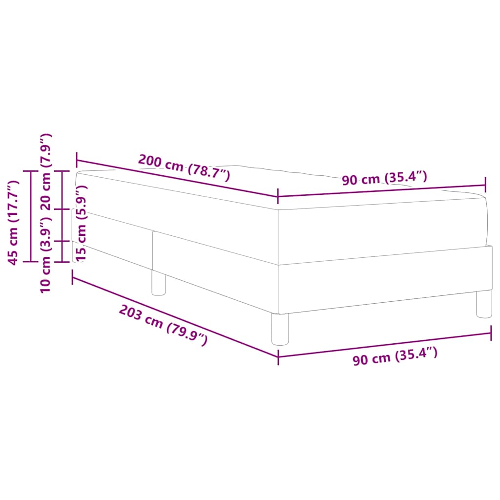Krevet s opruga kutije Svijetlo siva 90 x 200 cm tkanina