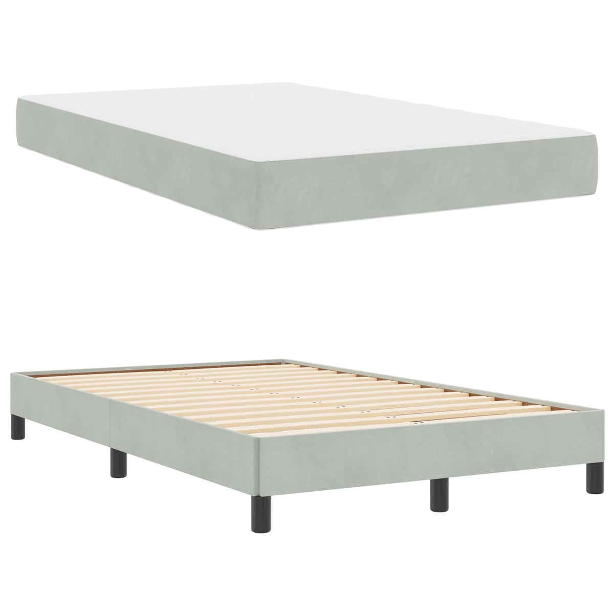 Krevet s opruga kutije Svijetlo siva 120 x 190 cm tkanina