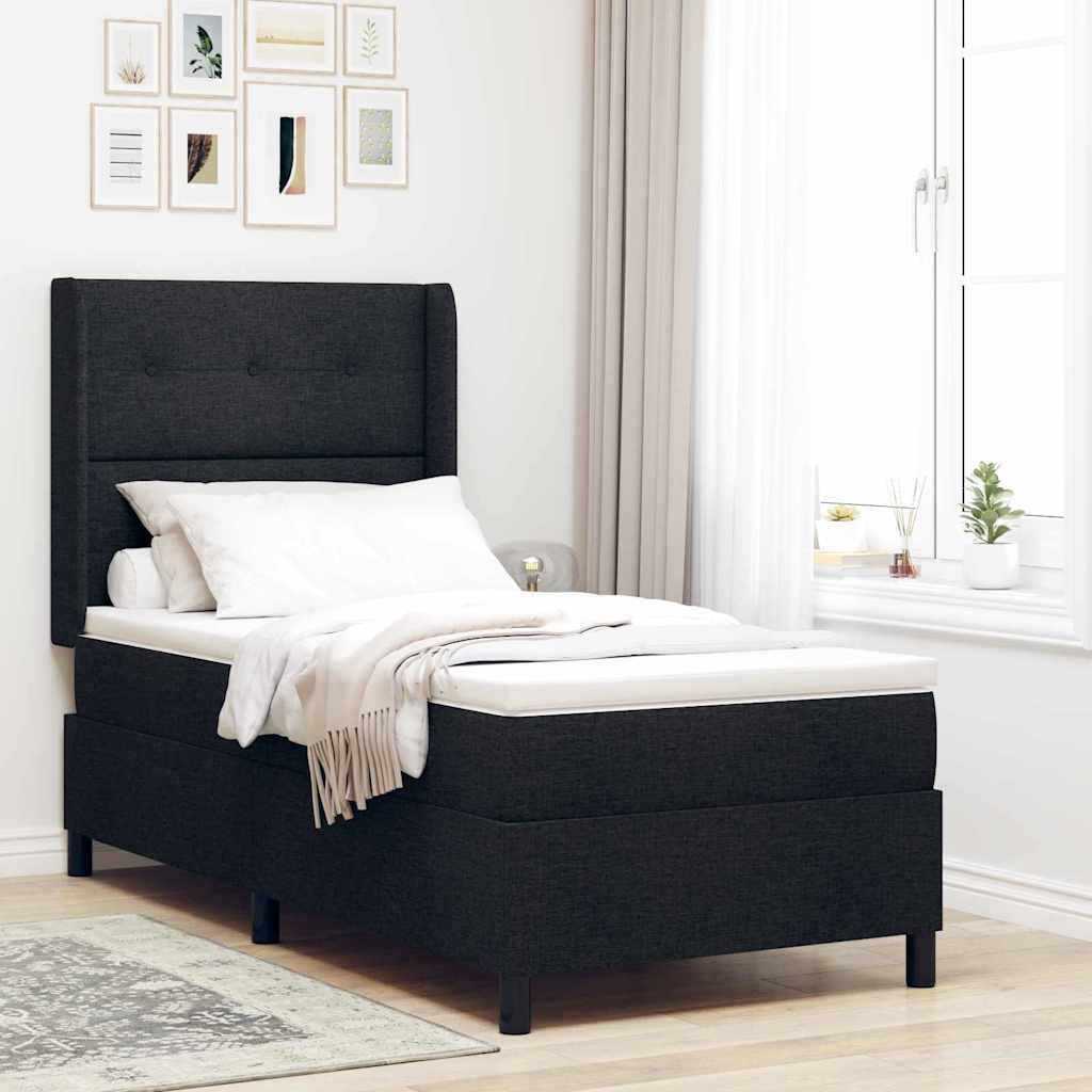 Krevet s opruga kutije s jastukom Crna 200 x 80 cm tkanina