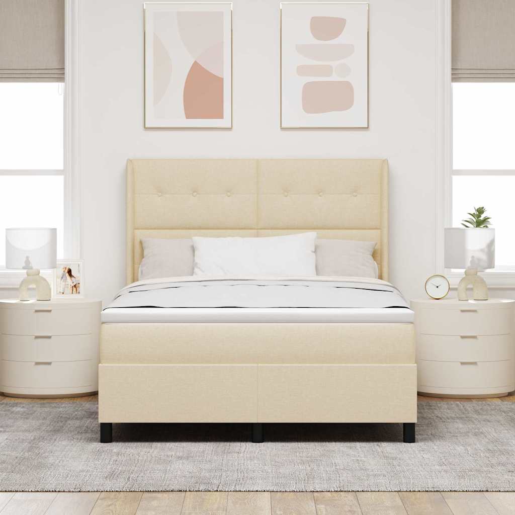 Krevet s opruga kutije s jastukom Krema 200 x 160 cm tkanina