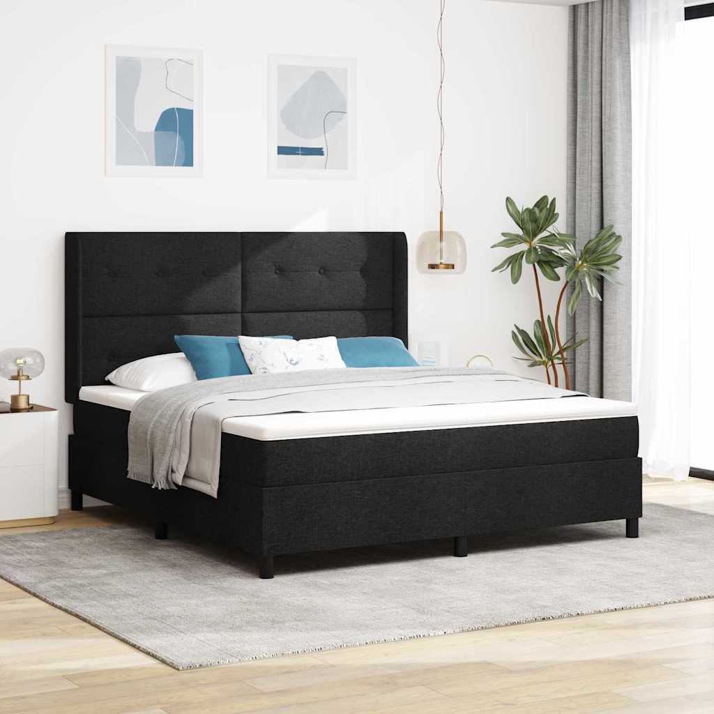Krevet s opruga kutije s jastukom Crna 200 x 180 cm tkanina