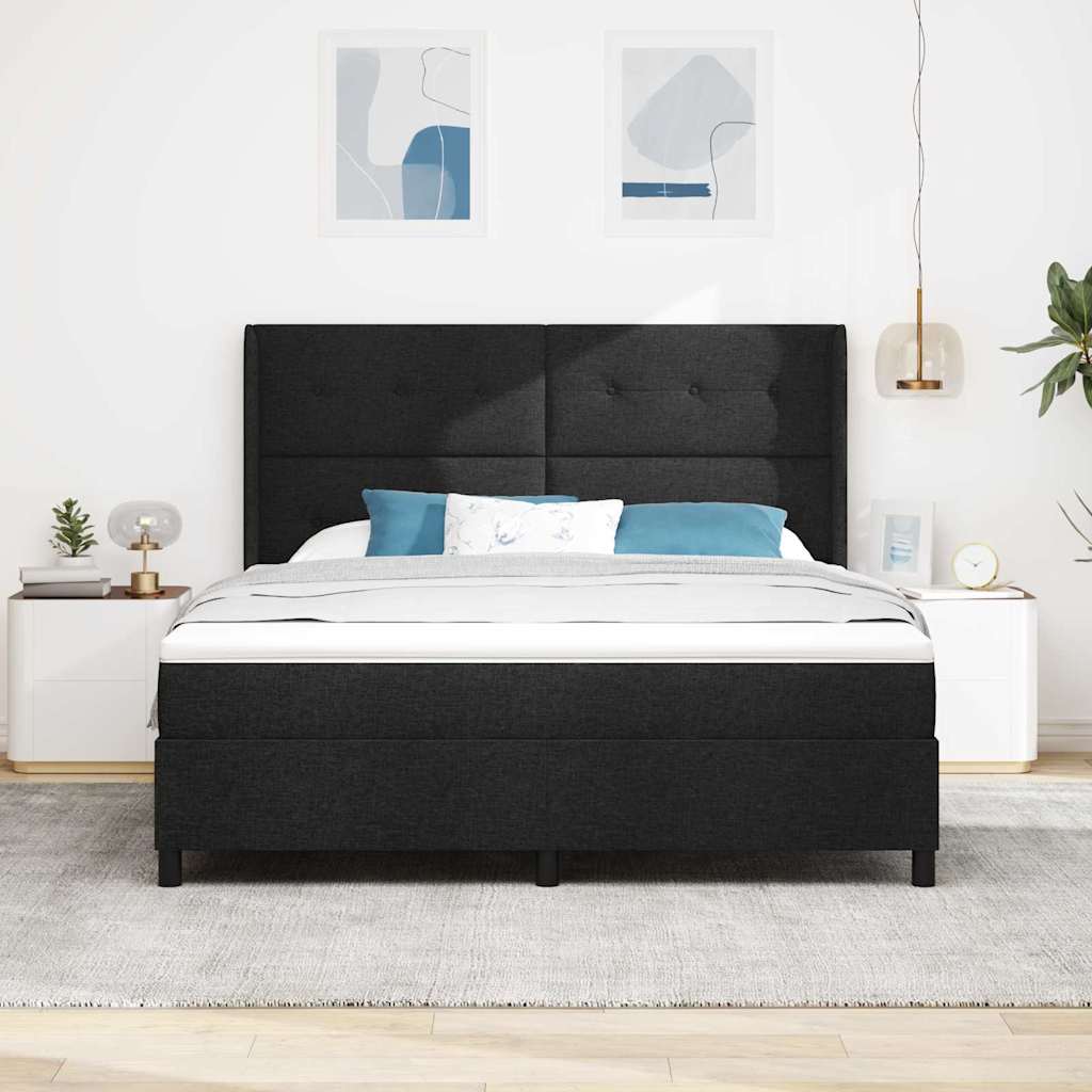Krevet s opruga kutije s jastukom Crna 200 x 180 cm tkanina