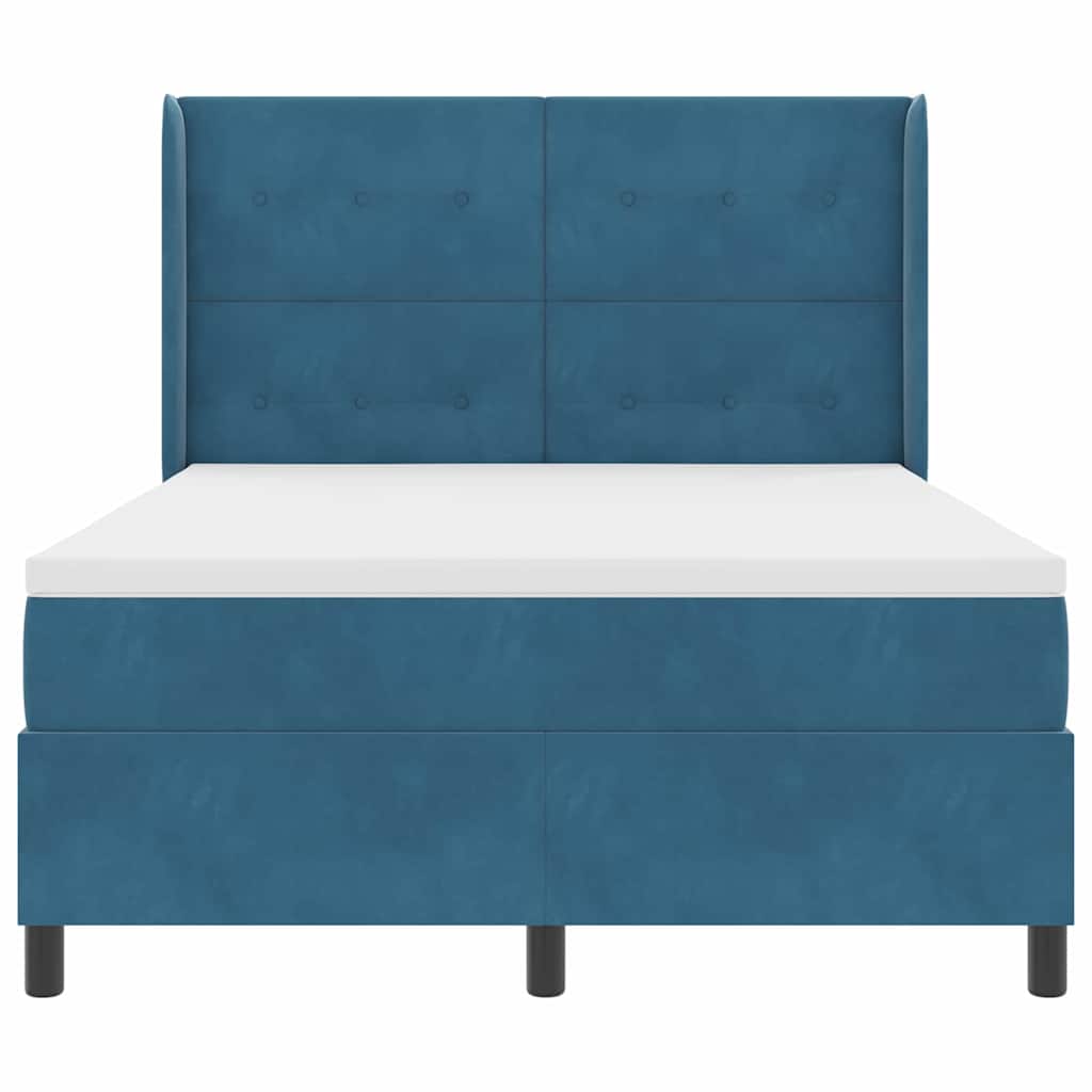 Krevet s opruga kutije s uzglavljem Plava 140 x 200 cm Baršun