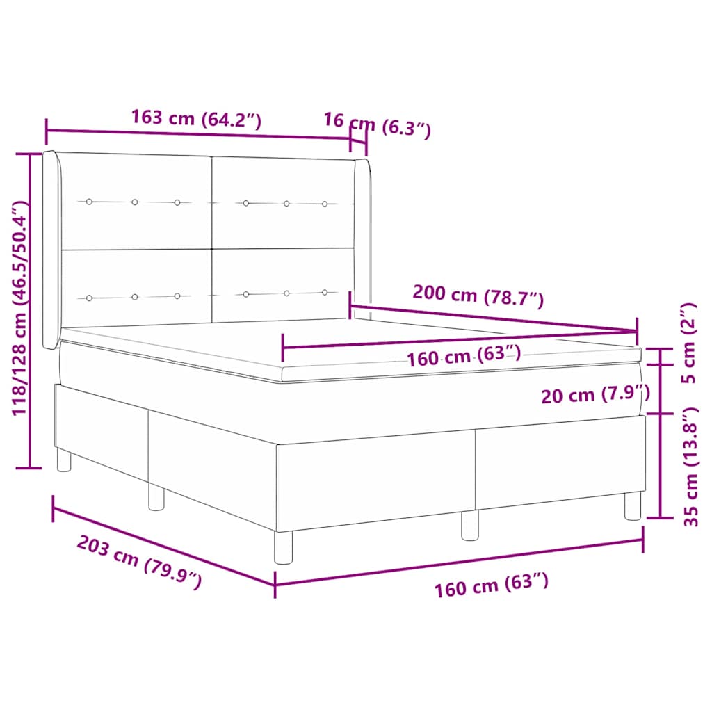 Krevet s opruga kutije s uzglavljem Plava 160 x 200 cm Baršun