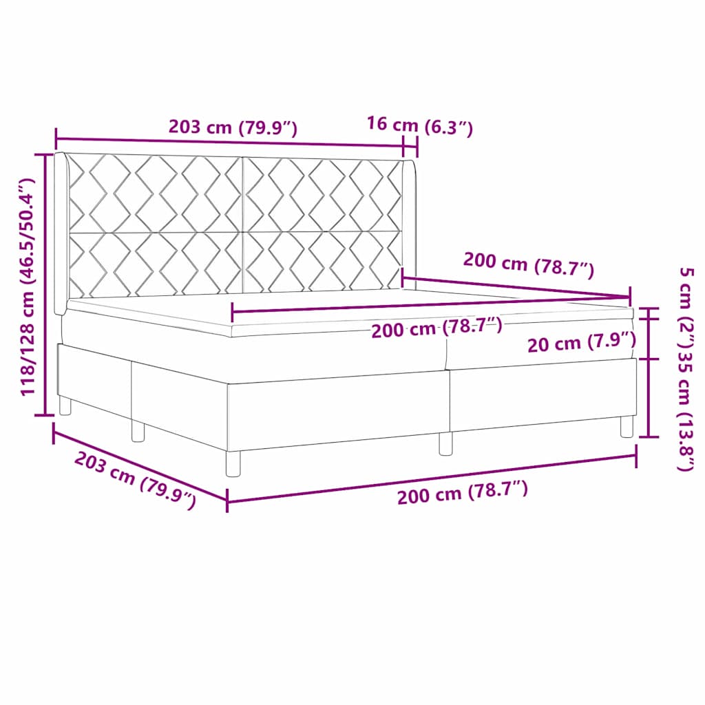 Krevet s opruga kutije s uzglavljem Plava 200 x 200 cm Baršun