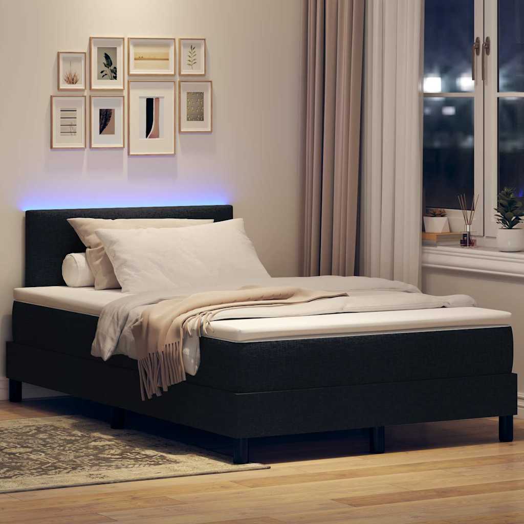 Krevet s opruga kutije s LED trakama Crna 120 x 190 cm tkanina