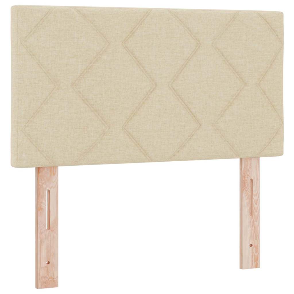 Krevet s opruga kutije s LED trakama Krema 120 x 190 cm tkanina