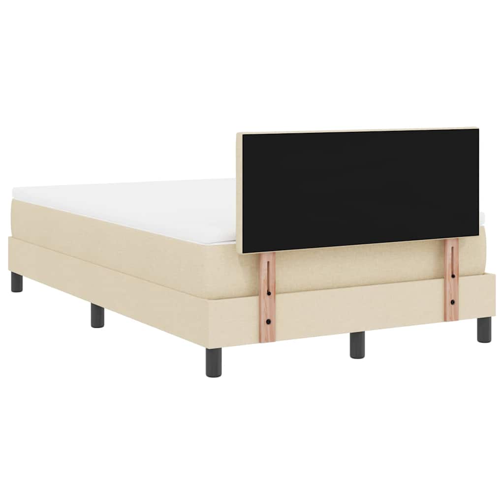 Krevet s opruga kutije s LED trakama Krema 120 x 190 cm tkanina