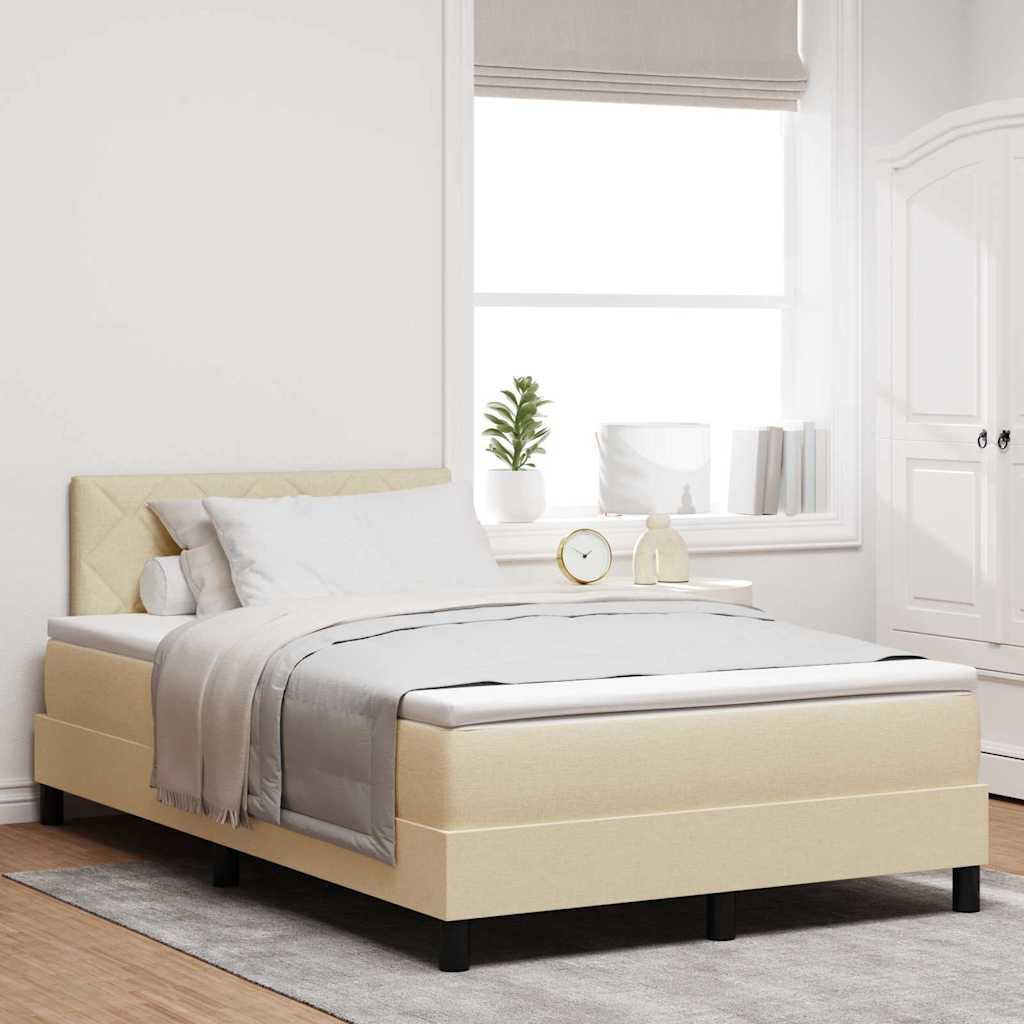 Krevet s opruga kutije s LED trakama Krema 120 x 200 cm tkanina