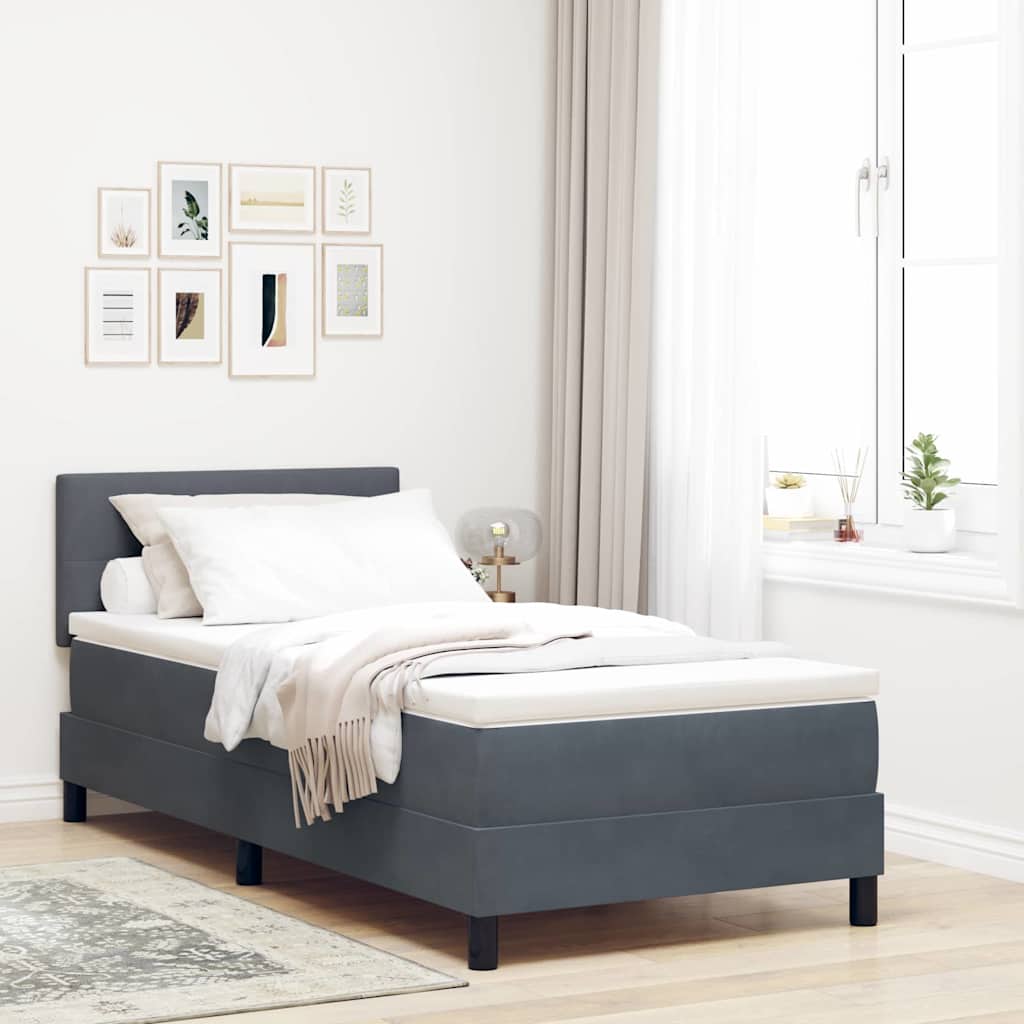 LED Box Spring Krevet Tamno siva 80 x 200 cm Baršun