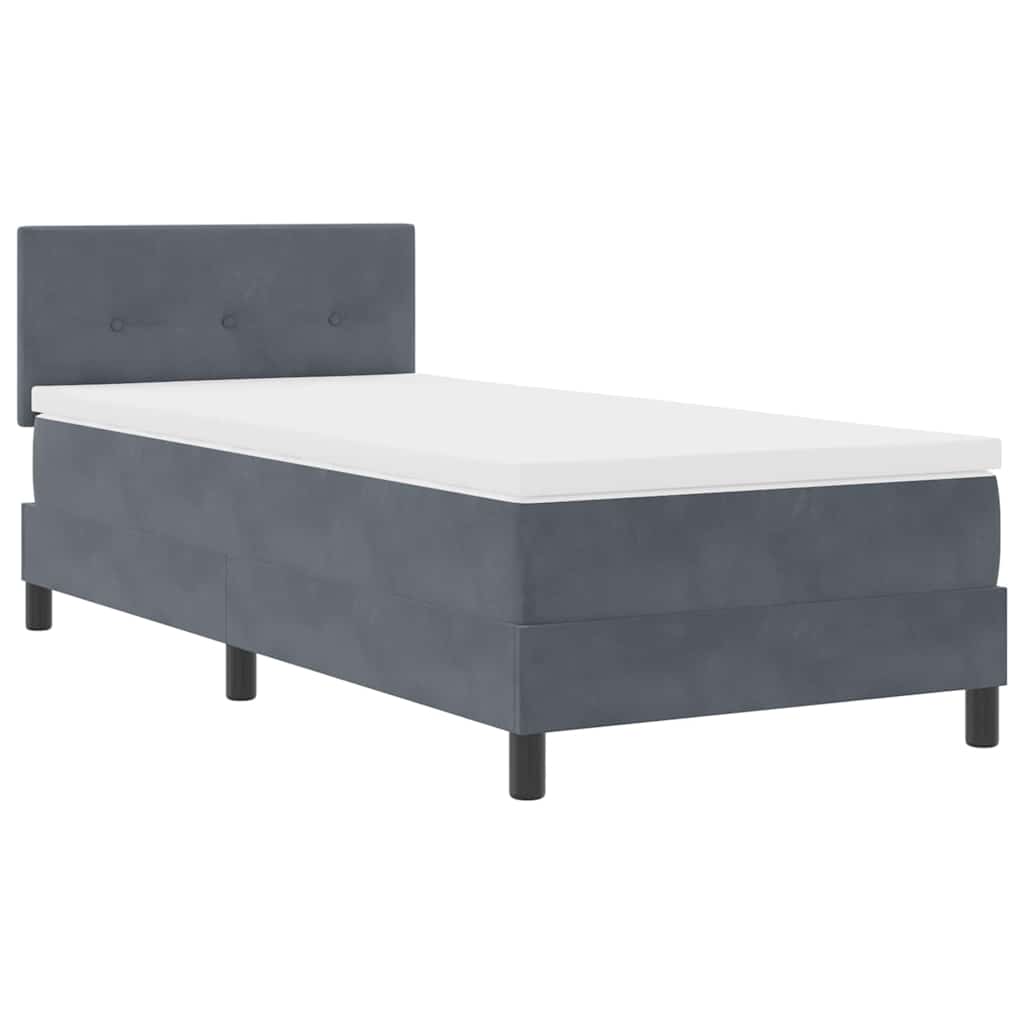 LED Box Spring Krevet Tamno siva 80 x 200 cm Baršun