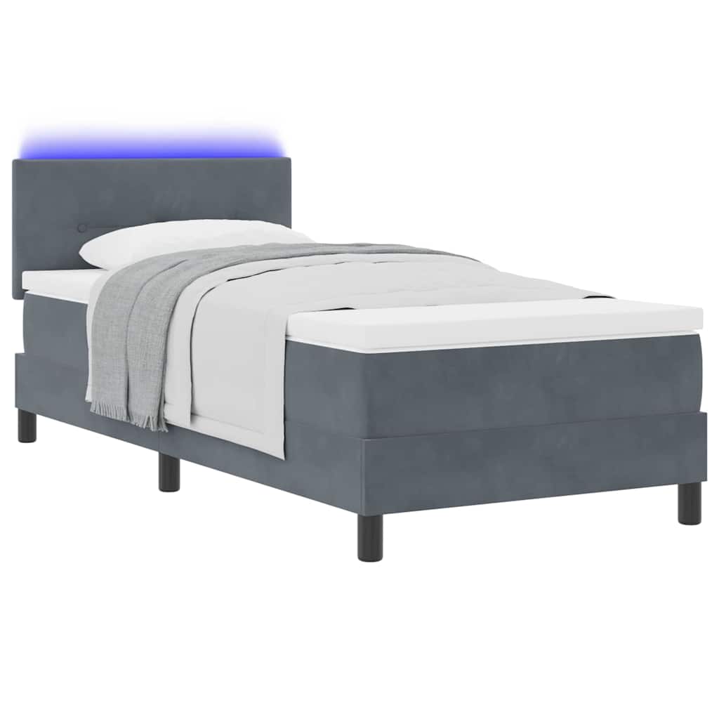 LED Box Spring Krevet Tamno siva 80 x 200 cm Baršun